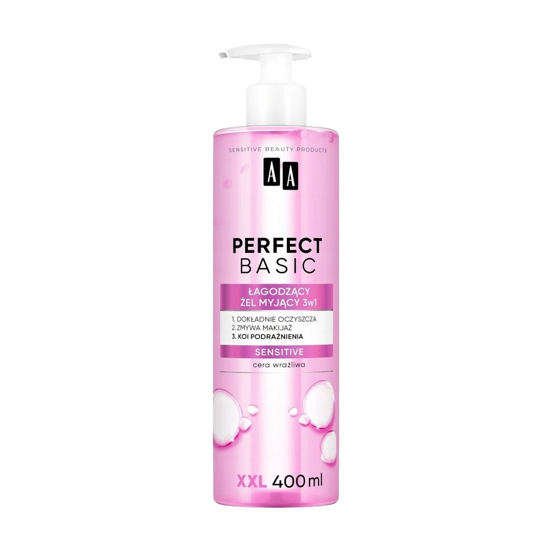 Заспокійливий гель для вмивання 3 в 1 AA Perfect Basic Sensitive XXL, 400 мл